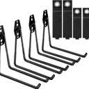 GURADESIGN 4-Piece Garage Hooks Wall Mount Storage Hanger with 4 Extension Cord Holder Organizer, Heavy-Duty Steel, 7.5 inch Ladder Hooks for Garage Wall