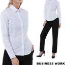 Womens Button Up Shirts Slim-Fit Long Sleeve Stretch Cotton Basic Work Shirt (White, XS)