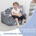 Airpanda Comfy Toddler Couch and Chair for Kids with Blanket, 2-in-1 Soft Plush Fold Out Kids Sofa Chairs for Girls and Boys, Convertible Sofa to Lounger for Playroom, Glowing Starry Sky