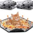 Namalu 4 Pack Self Warming Cat Bed Self Heating Cat Mat Star Pattern Soft Dog Crate Pad Thermal Pet Mat Anti Slip Kennel Dog Washable Warming Bed for Outdoor Indoor(18 x 18 Inch,Gray)