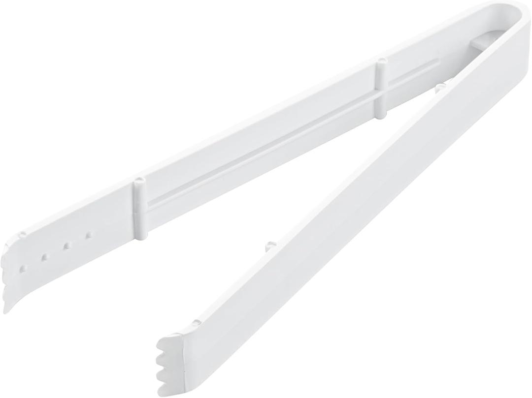 Restaurantware-Cater Tek 9 Inch Serving Tongs, 10 Disposable Tongs For Catering - With Serrated Tips, Heavy-Duty, Clear Plastic Food Tong, Long Handle, For Weddings, Buffets, Catering Events (White)