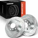 A-Premium 11.81 inch (300mm) Rear Drilled and Slotted Disc Brake Rotors Compatible with Select BMW Models - 320i, 320i xDrive, 328i, 328d, 428i, 228i, 228i xDrive, 230i, 230i xDrive, 2-PC Set