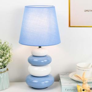 Lampwell Ange Light Blue Small Table Lamp for Living Room as Bedside Table Lamp for Bedroom,Modern Ceramic Kids Night Table Lamp,6.5H12.44IN,Bulb Excluded