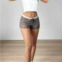 SOLY HUX Women's Leopard Print Shorts Lace Trim Y2k Elastic Low Rise Booty Shorts (M)