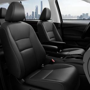 Custom for Honda Pilot Seat Covers - Car Seat Protectors Full Set for Pilot LX EX 2016 2017 2018 2019 2020 2021 2022-8 Seats,Faux Leather Full Coverage Waterproof, Black