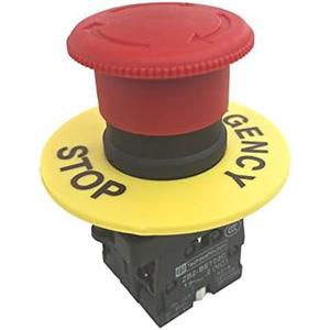 YQBOOM 22mm 2 NC Red Mushroom Emergency Stop Push Button Switch AC 600V 10A(1PCS)