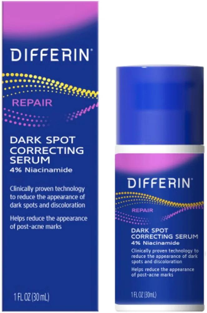 Differin Dark Spot Correcting Face Serum, Dark Spot Correcting Serum by the makers of Differin Gel, Gentle Skin Care for Acne Prone Sensitive Skin, 1 oz 