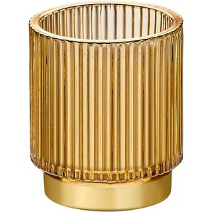 Makeup Brush Organizer, Toothbrush Holder, Desk Pen Pencil Holder, Multifunctional Vintage Glass Brush Cup (S/Gold/A3-12-US)