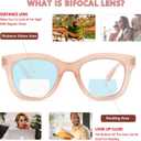 Henotin 4 Pack Bifocal Reading Glasses include Sun Readers for Women Oprah Style Square Blue Light Blocking Eyeglasses (Mix Color, 1.00, x)