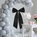 Large Black Bow Party Decoration, 47x25 Inch Giant Big Satin Bow Wall Decor for Home Birthday Wedding Bachelorette Party Christmas Baby Shower Themed Gift Graduation Backdrop