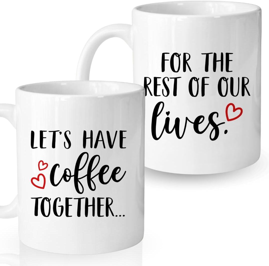 Christmas Gifts for Couples, Lets Have Coffee Together Forever Mug Set, Wedding Gift, Engagement Gift For Couple, His And Her Coffee Mug, Unique Anniversary Present On Birthday, Valentine Day For Wife