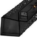 DiBanGu Mens Sequin Skinny Tie and Pocket Square Set,Shiny Solid Necktie Formal Satin Slim Ties for Party Wedding (Black)