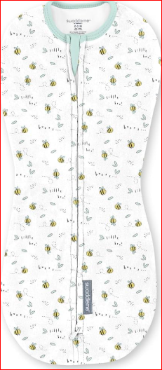 SwaddleMe by Ingenuity Compression Baby Swaddle Pod, Two-Way Zipper for Easy Diaper Changes, Improves Sleep & Calms Startle Reflex, 0-2 Months, 1.0 TOG, 2-Pack - Little Bees