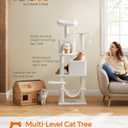 Feandrea Cat Tree, 59.5-Inch Tall Cat Tower, Plush Multi-Level Condo with 5 Scratching Posts, 2 Perches, 2 Caves, Hammock, 2 Pompoms, Cream White UPCT192T01