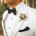 2 x Alizeal Mens Paisley Bow Tie, Pocket Square, Cufflinks Set (Coffee)