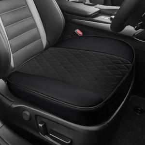 Leather Front Car Seat Cover, Anti-Slip Car Seat Bottom Covers, Full Wrapped Bottom Seat Protectors with Storage Pocket, Universal Comfortable Seat Cushion Fit Vehicles SUVs Trucks (Black)