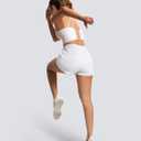 Women's Running Shorts High Waisted Quick Dry Athletic Shorts Sports Workout Gym Track Drawstring Shorts with Pockets (White, XL)