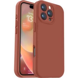 Vooii Compatible with iPhone 16 Pro Case, Liquid Silicone Upgrade [Camera Protection] [Soft Anti-Scratch Microfiber Lining] Shockproof Phone Case for iPhone 16 Pro 6.3 inch - Caramel
