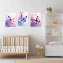 ARTZGX 3 Piece Purple Butterfly Canvas Wall Art Butterfly Pictures Wall Decor Watercolor Painting for Girls Room Decor Frame(Pink 12x16inchx3P (30x40cmx3P))