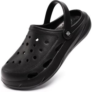 Kids Boys Girls Classic Camo Garden Clogs & Mules | Lightweight Summer Shoes - Quick-Dry Non-Slip Beach Clogs (Black)