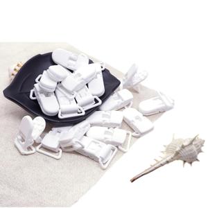25Pcs Pacifier Clips Holders Suspender Mitten Binky Clip for DIY Dummy Chain Baby Blankets Bib Holder Suit for 20mm Ribbon (White)