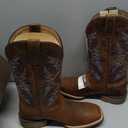 Ariat Mens Ricochet Embroidered Square Toe Pull On Casual Boots Mid Calf - Blue, Brown (7 Wide, Weathered Chestnut)