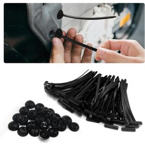 2 x 200PCS Nylon Universal Cable Tie Buckle Set  Automotive Zipper Clips and Zip Ties for Car Accessories, Heavy Duty Panel Fasteners with Pin & Button Design for Bumper, Door, Trim, Interior Repair