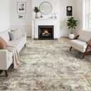 WITSHOCK 9x12 Area Rugs for Living Room : Machine Washable - Non Slip Modern Abstract Rug for Bedroom Under Dining - Stain Resistant for Household - Pet Owners (Rust Color) (Brick Red/Off-white/Light Gray)