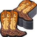 Henoyso 100 Pcs Cowboy Boot Napkins Western Cowboy Cowgirl Party Decorations Disposable 2-ply Boot Paper Napkins for My First Rodeo Birthday Party Supplies Baby Shower Cocktail Dinner Table Decor