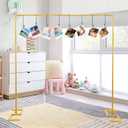 8.2FT x 8FT Backdrop Stand Heavy Duty with Base, Gold Portable Adjustable Pipe and Drape Backdrop Stand Kit, Over The Table Rod Stand with Clamps, Square Metal Arch Party Frame for Birthday Decor