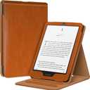 Fintie Flip Case for 7"/6.8" Kindle Paperwhite (12th/11th Generation-2024/2021) and Kindle Colorsoft - Slim Fit Vertical Stand Cover Auto Sleep/Wake for Kindle Paperwhite 2024, Brown