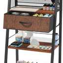 3 Tier Rolling Cart - Metal Utility Cart with Storage Drawer and Wheels, Versatile Art & Craft Organizer for Home, Office, or Studio - Ideal for Storing Brushes, Paints, and Supplies (Dark Brown)