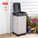 Keter Rockford Resin 38 Gallon Outdoor Kitchen Trash Can with Lid and Drip Tray for Easy Cleaning-Perfect for Patio Dining, Grey