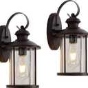 MICSIU 2 Pack Outdoor Wall Lantern Lights, 13.75 Inch Outside Porch Light Fixture with Clear Seedy Glass, Oil Rubbed Bronze Exterior Wall Lights for House, Front Door, Entryway, Pathway