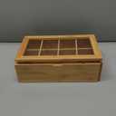 RoyalHouse Big Natural Bamboo Tea Storage Organizer with Clear Acrylic Top Window, 8 Compartments Eco-Friendly Tea Bag Holder, Multi-Functional Storage Box