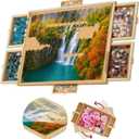 1500 Piece Wooden Jigsaw Puzzle Board - 6 Drawers, Preassembled Rotating Puzzle Table | 35 X 28 Jigsaw Puzzle Board | Puzzle Cover Included - Portable Tables for Adults and Kids