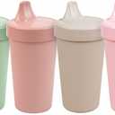 Re-Play Spill-Proof Sippy Cups for Toddlers - Kids Reusable 10 Oz Set of 4, Dishwasher & Microwave Safe, Made in USA, Desert Roses