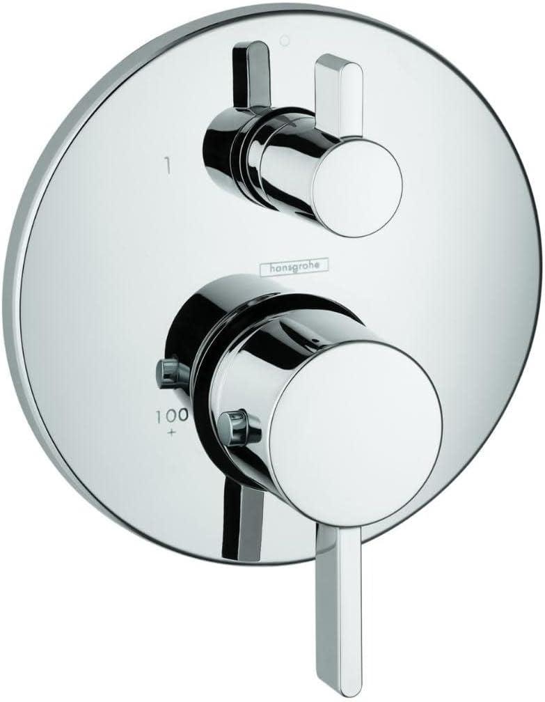 hansgrohe Ecostat Modern Thermostatic Shower Valve Trim with Temperature Control in Chrome, 04230000