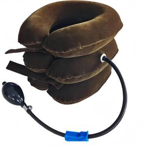 Cervical Neck Traction Device Inflatable Neck Stretcher, Easy to Use for Chronic Neck and Shoulder Pain Relief Traction Spine Alignment, Neck Cervical Brace (Brown)