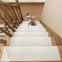 Stair Treads Carpet for Wooden Steps with Non Slip Rubber Backing, 100% Polyester Soft Stairs Resistant Indoor Skid Runner Safety Rugs for Kids Elders and Pets (4, Cream, 30" * 8") (8" x 2'6" (Oblong))