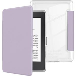 MOROCK Case for 6" Kindle Paperwhite 5th/6th/7th Generation 2012-2017 Released(Model No. EY21 & DP75SDI), Premium Lightweight PU Leather and PC Clear Acrylic Back Cover, Auto Wake/Sleep, Light Purple