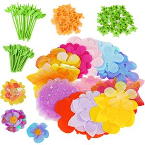 windpaint DIY Fabric Flower Bouquets Toys Accessories, DIY Craft Kits Flowers Accessories for Toddler Kids,Birthdays Gifts (Colorful)
