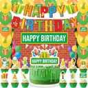 42Pcs Sesame Friends Street Birthday Party Supplies Including Backdrop,Cake Toppers,Cupcake Toppers,Balloons for Boys Girls Sesame Theme Party