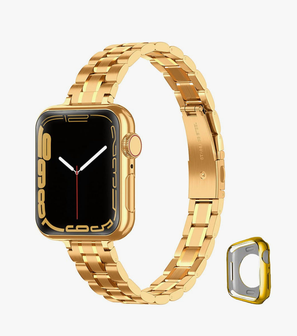 Metal band Compatible with Apple Watch Band 46mm 45mm 44mm 42mm 41mm 40mm 38mm for women, Slim Thin Stainless Steel Wristband for iWatch Series 10/9/8/7/6/5/4/3/2/6/SE