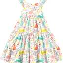 Vieille Toddler Girls Summer Dress Ruffle Sleeveless Casual Beach Sundress Tiered Swing Princess Dress for 2-8 Years