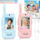 Video Walkie Talkie for Kids - 2 Pack Rechargeable Kids Walkie Talkies Long Range Radios, Video Intercom & Voice Effects, Christmas Birthday Gifts, Toys for Age 3-12 Boys Girls, Indoor Outdoor Travel (Blue+Pink)