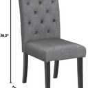 Roundhill Furniture Leviton Solid Wood Tufted Dining Chair, Set of 2, Light gray