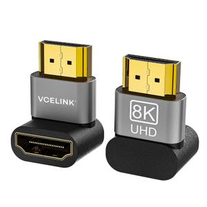 VCELINK 8K@60Hz HDMI Right Angle Adapter, 90 & 270 Degree HDMI Male to Female, HDMI 2.1 Cable Adapter with 4K@120Hz, HDR, eARC for HDTV, Laptop, PS4, PS5, Xbox - 2-Pack