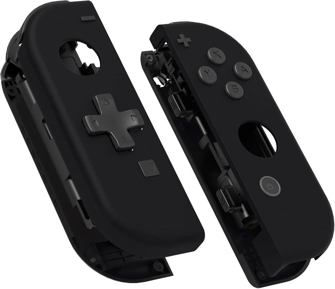 eXtremeRate Soft Touch Black Joycon Handheld Controller Housing (D-Pad Version) with Full Set Buttons, DIY Replacement Shell Case for Nintendo Switch & Switch Oled Joy-Con  Console Shell NOT Included