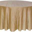Your Chair Covers - 132 Inch Round Crinkle Taffeta Tablecloth - Champagne, Crushed Shiny Dining Table Cloth for Wedding Party Birthday Baby Bridal Shower